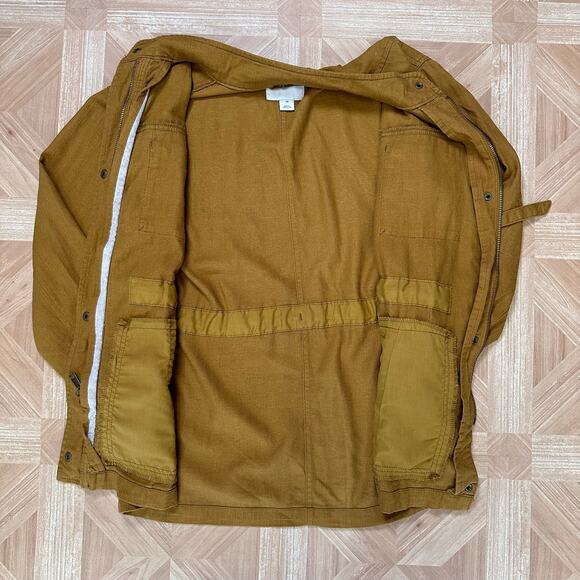 Old Navy Mustard Yellow Linen Blend Utility Jacket Womens XS Full Zip Drawstring - Picture 8 of 10